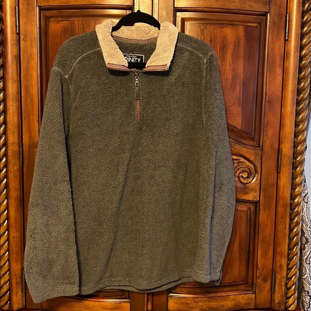 Trinity American Tradition Men's Gray 1/4 Zip Fleece Sherpa Pullover Jacket XL